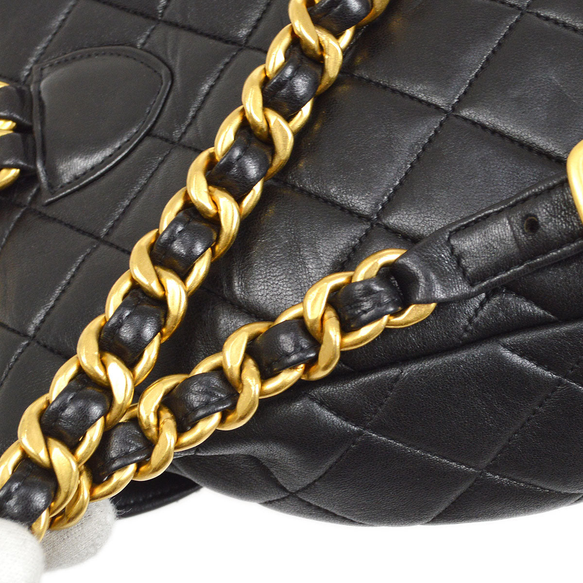CHANEL 1994-1996 DUMA Backpack Medium Black Lambskin 42965