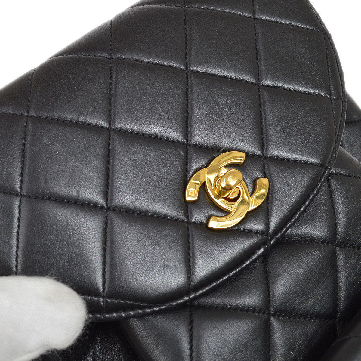 CHANEL 1994-1996 DUMA Backpack Medium Black Lambskin 42965