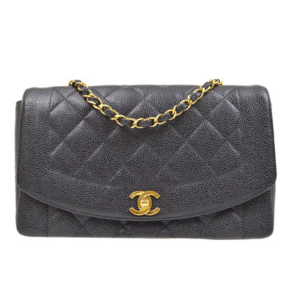 CHANEL 1994-1996 Black Caviar Diana Medium 43545