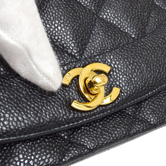 CHANEL 1994-1996 Black Caviar Diana Medium 43545