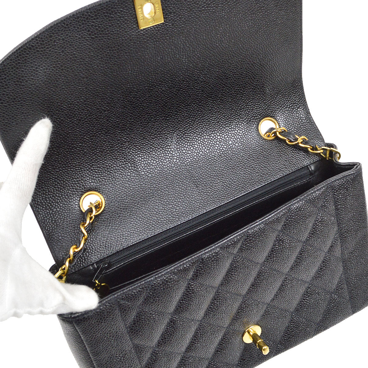 CHANEL 1994-1996 Black Caviar Diana Medium 43545