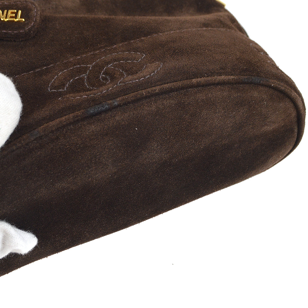 CHANEL 1996-1997 Brown Suede Triple CC Shoulder Bag JT08654e