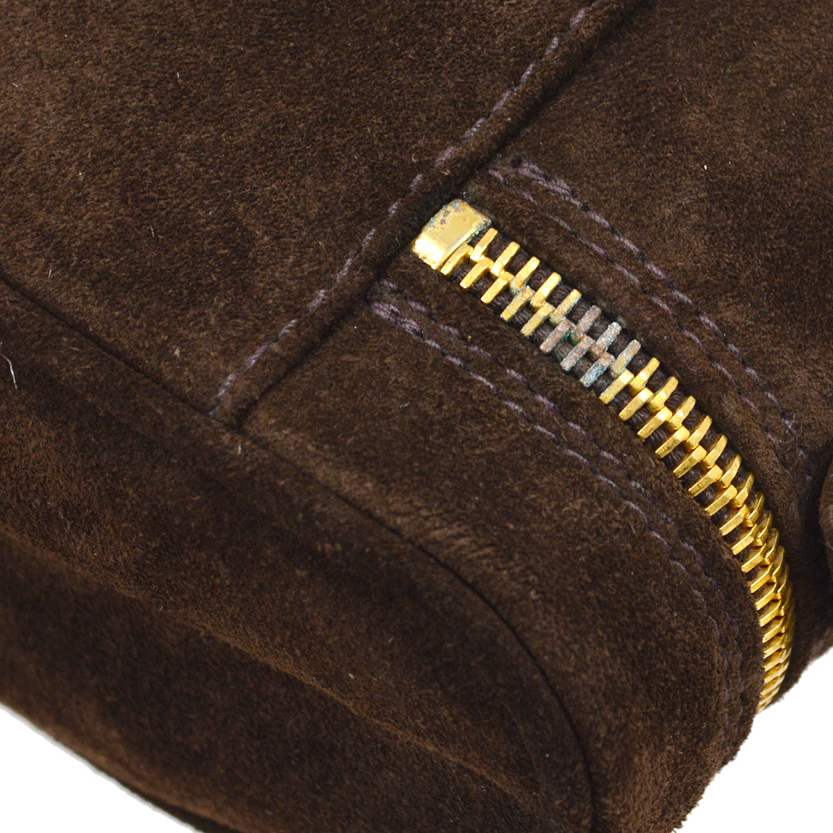 CHANEL 1996-1997 Brown Suede Triple CC Shoulder Bag JT08654e