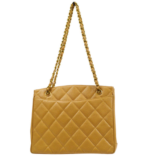 CHANEL 1994-1996 Beige Caviar Chain Tote Bag 44115