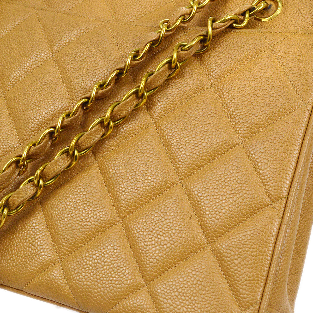 CHANEL 1994-1996 Beige Caviar Chain Tote Bag 44115