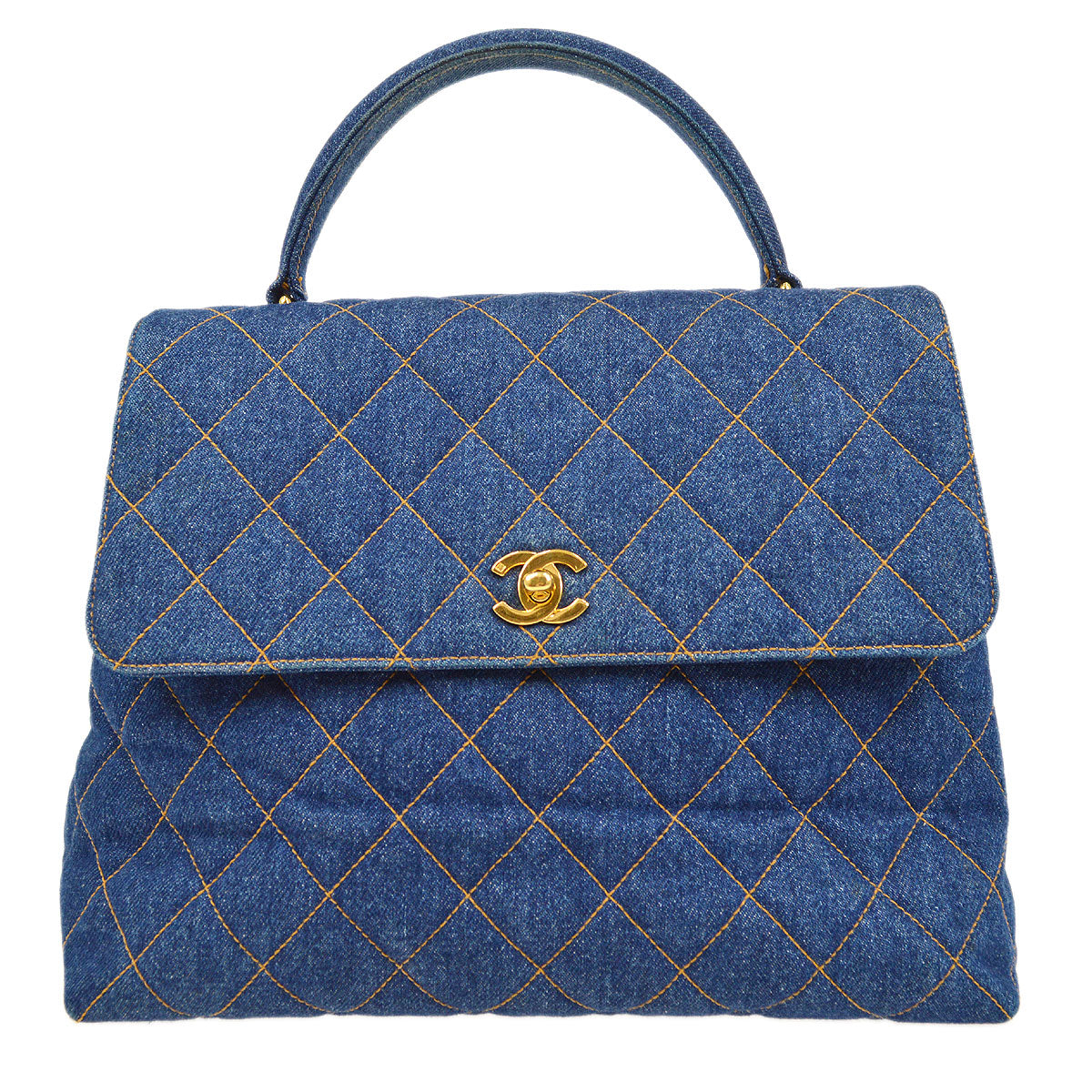 CHANEL 1996-1997 Denim Quilted Kelly 30 22857