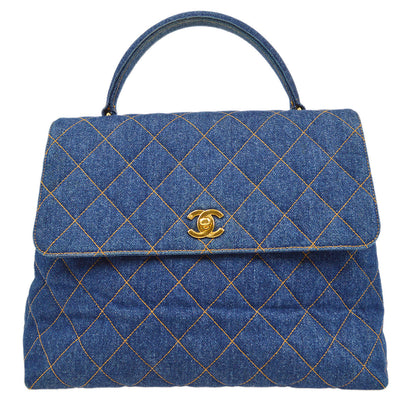 CHANEL 1996-1997 Denim Quilted Kelly 30 22857
