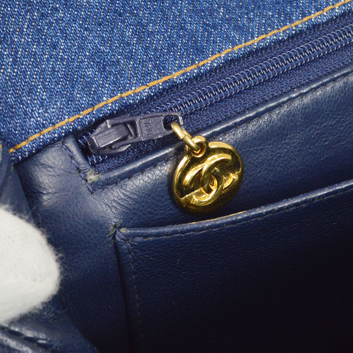 CHANEL 1996-1997 Denim Quilted Kelly 30 22857