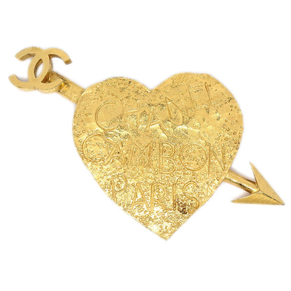 CHANEL 1993 Gold Graffiti Heart Arrow Brooch 52870