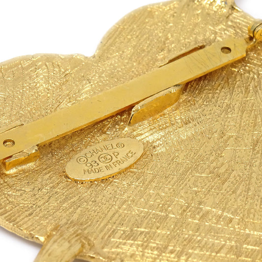 CHANEL 1993 Gold Graffiti Heart Arrow Brooch 52870