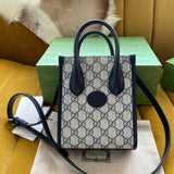 MINI TOTE 20 BAG IN BEIGE CANVAS AND BLACK CALFSKIN
