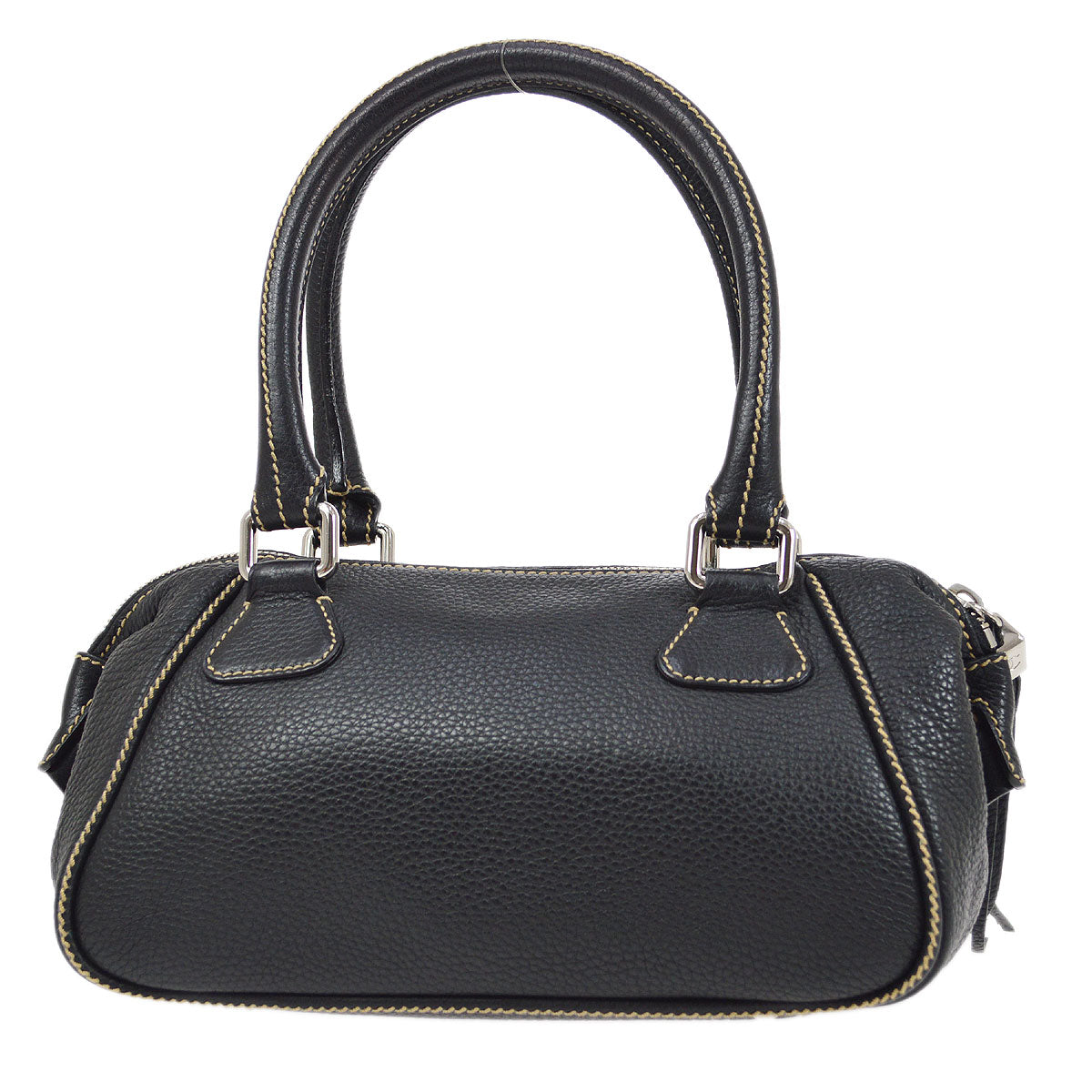 CHANEL 2003-2004 Black Caviar Embossed Logo Handbag 00960