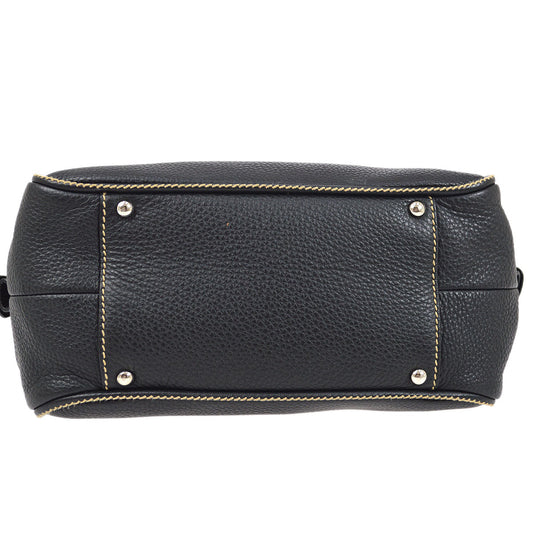 CHANEL 2003-2004 Black Caviar Embossed Logo Handbag 00960
