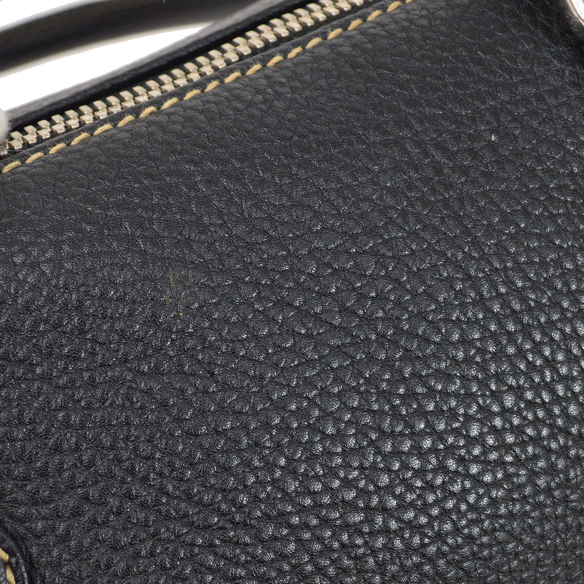 CHANEL 2003-2004 Black Caviar Embossed Logo Handbag 00960