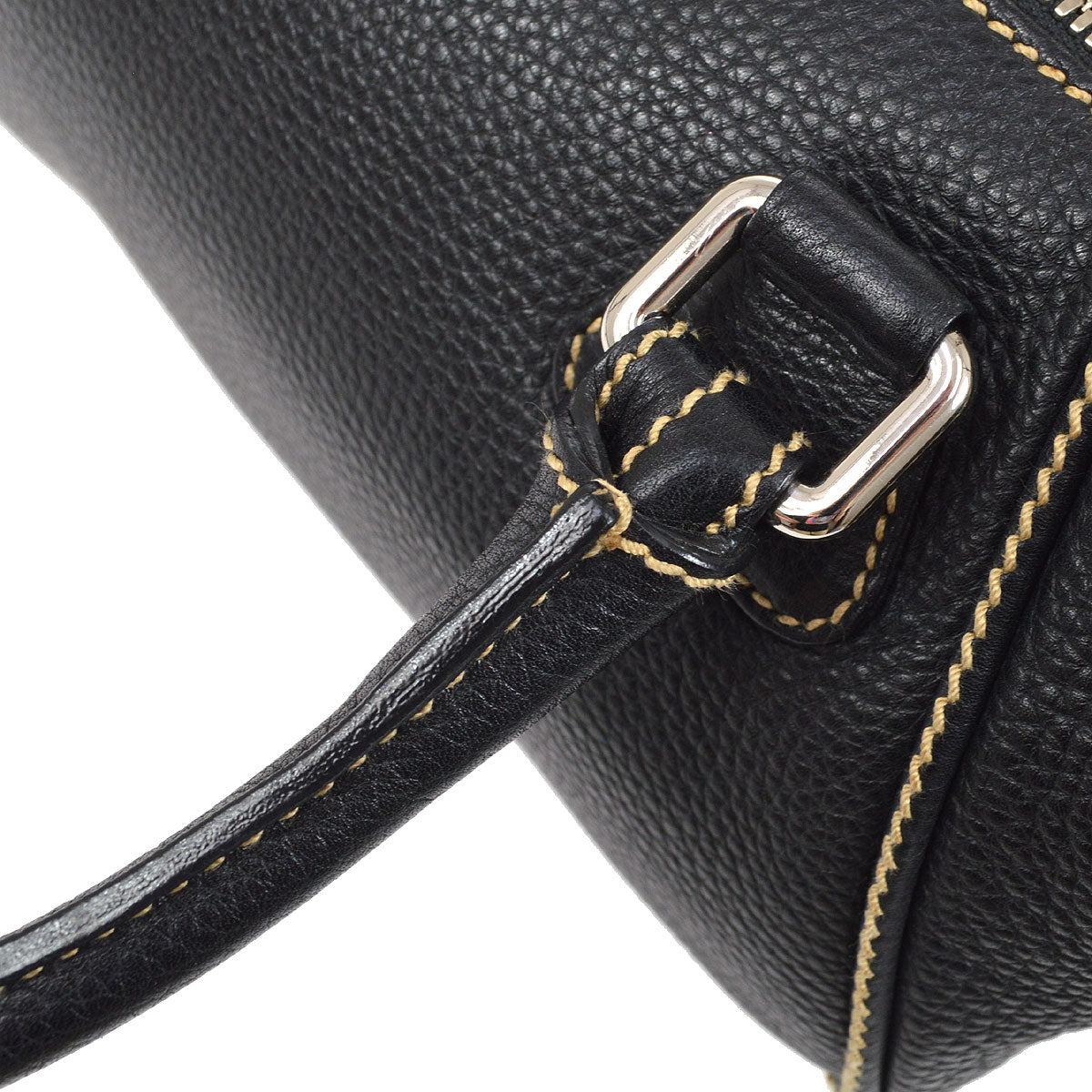 CHANEL 2003-2004 Black Caviar Embossed Logo Handbag 00960