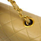 CHANEL Full Flap Single Chain Shoulder Bag Beige