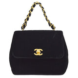 CHANEL 1994-1996 Vertical Handbag Black Velvet 14372