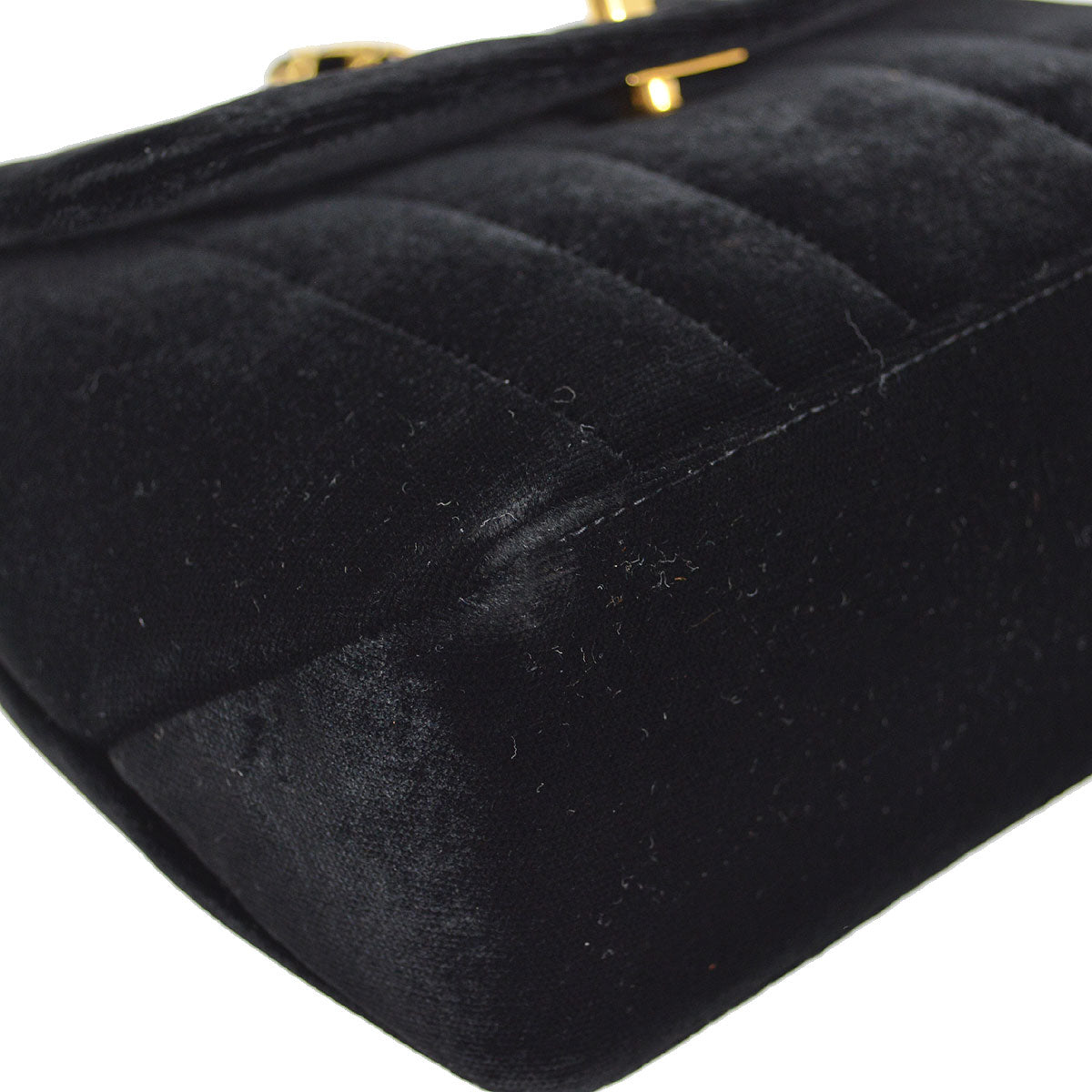 CHANEL 1994-1996 Vertical Handbag Black Velvet 14372
