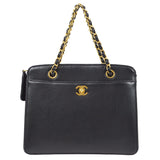 CHANEL 1997-1999 Chain Handbag Black Lambskin 14406