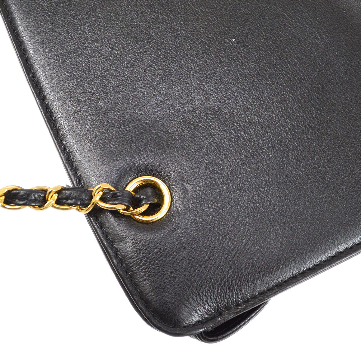 CHANEL 1997-1999 Chain Handbag Black Lambskin 14406