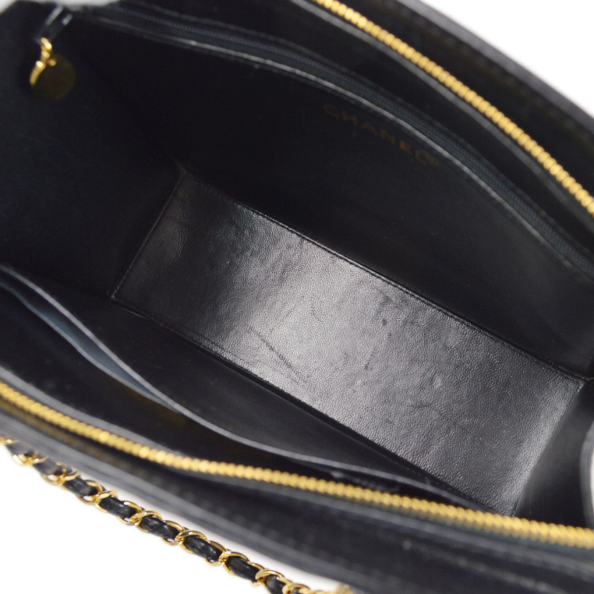 CHANEL 1997-1999 Chain Handbag Black Lambskin 14406