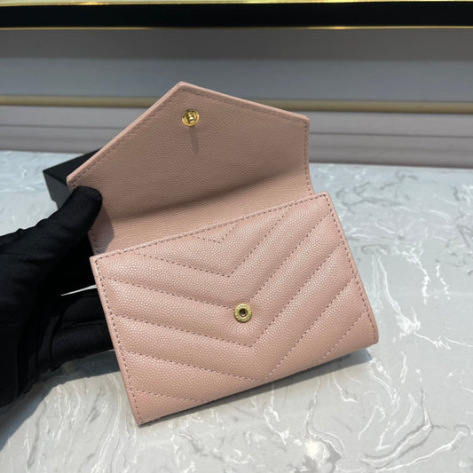 MONOGRAM 12 PINK SALMON CALFSKIN CARD HOLDER Amelia Amelia