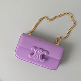 20 CHAIN EMBOSSED ARMPIT BAG PURPLE CALFSKIN Amelia