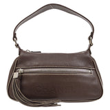 CHANEL 2003-2004 Brown Caviar Embossed Logo Shoulder Bag 02280