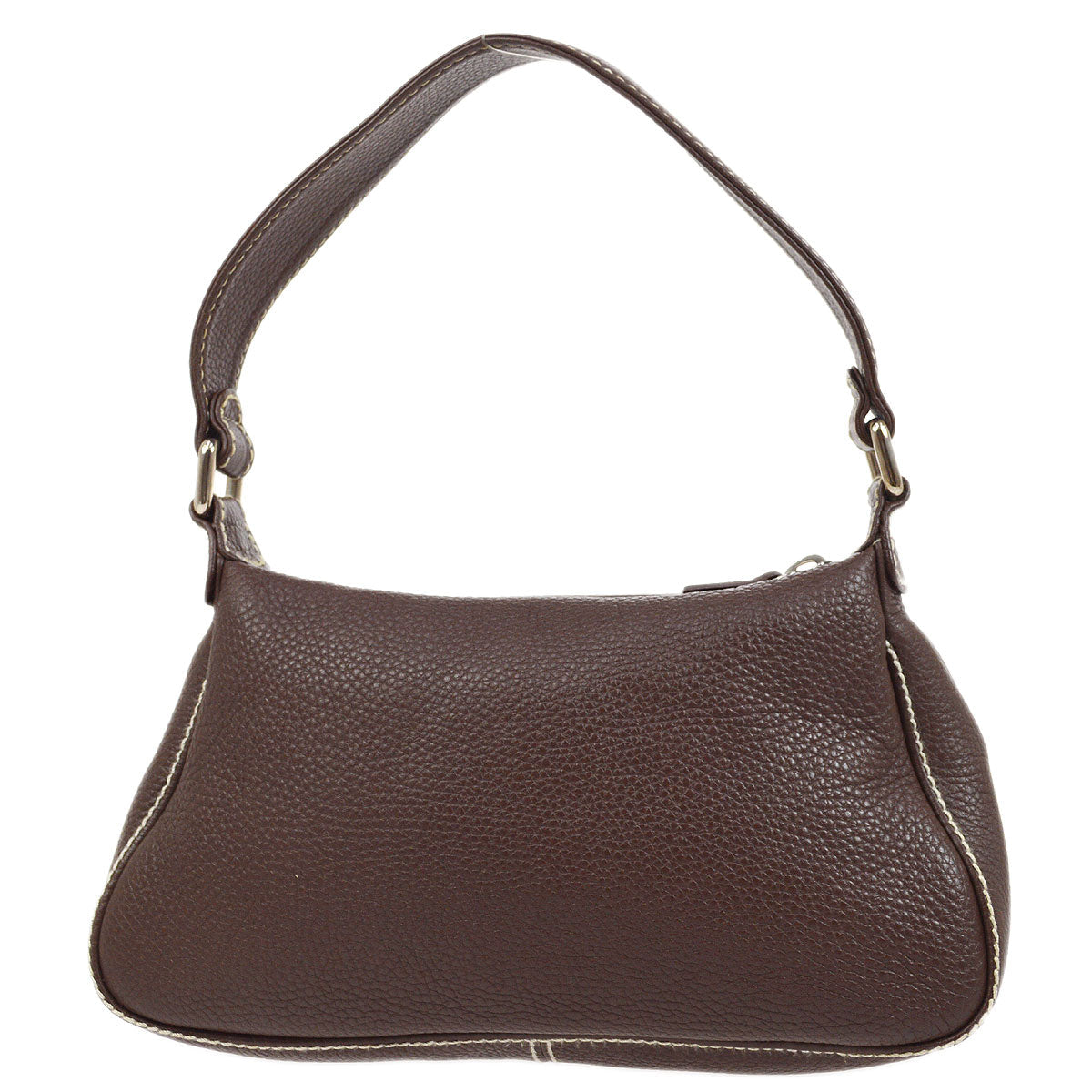 CHANEL 2003-2004 Brown Caviar Embossed Logo Shoulder Bag 02280