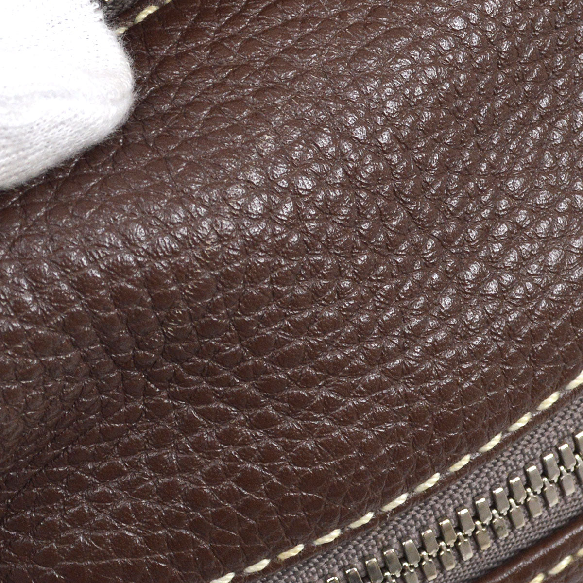 CHANEL 2003-2004 Brown Caviar Embossed Logo Shoulder Bag 02280