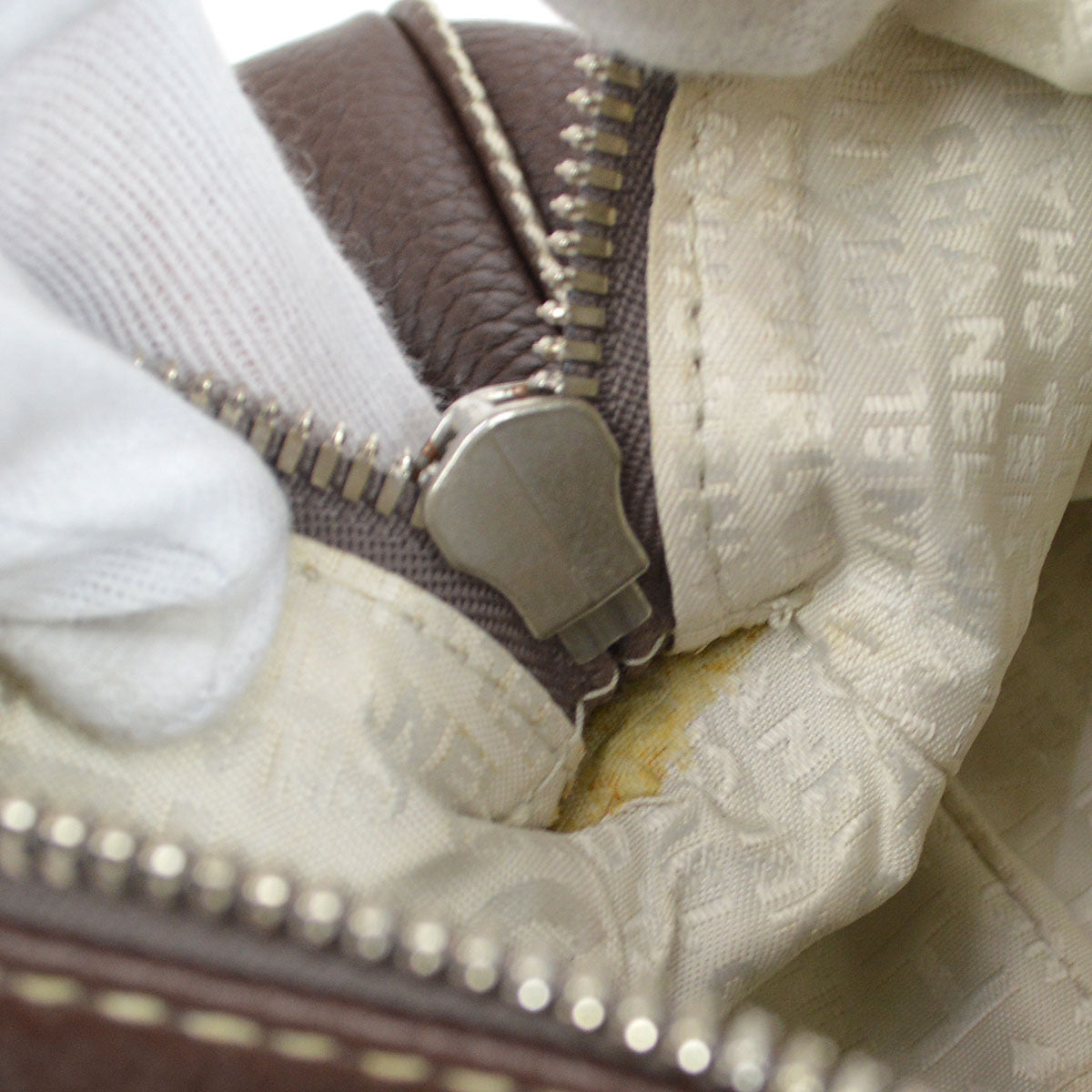 CHANEL 2003-2004 Brown Caviar Embossed Logo Shoulder Bag 02280