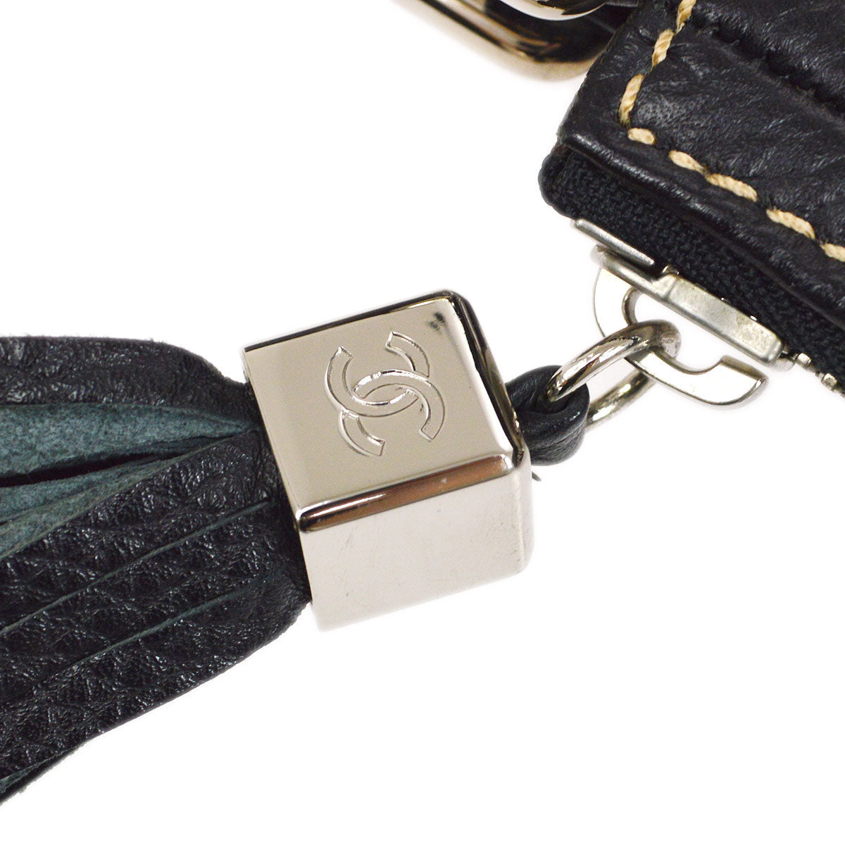 CHANEL 2003-2004 Black Caviar Embossed Logo Hobo Bag 06080