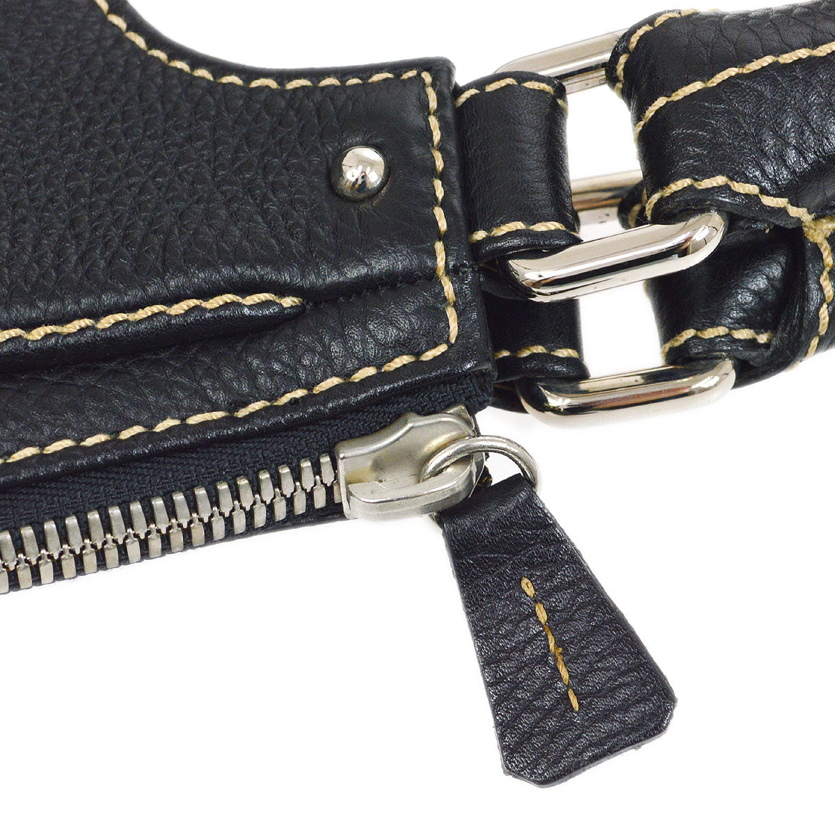 CHANEL 2003-2004 Black Caviar Embossed Logo Hobo Bag 06080