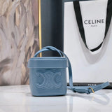 SQUARE BOX CROSSBODY BAG 11 AZURE BLUE CALFSKIN Amelia
