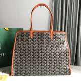 HARDY PM BAG 40 IN BLACK GOYARDINE CANVAS AND TAN TAURILLON LEATHER TRIM Amelia Amelia
