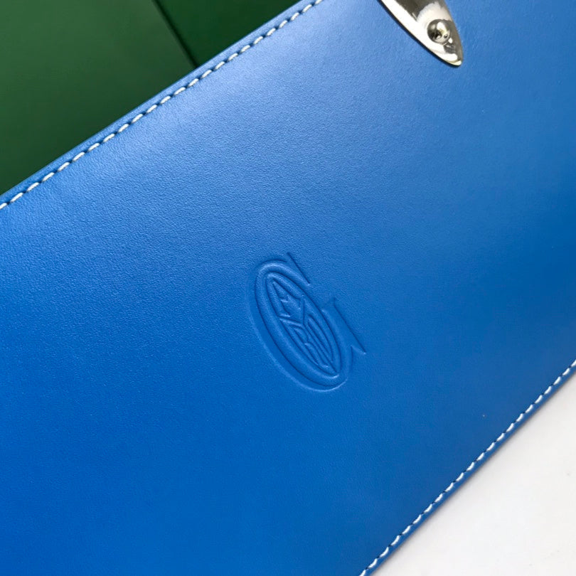SAÏGON PM BAG 28 IN CURIOUS BLUE GOYARDINE CANVAS AND CALFSKIN Amelia