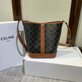 BUCKET 30 IN BLACK TRIOMPHE CANVAS AND RED BROWN CALFSKIN TRIM