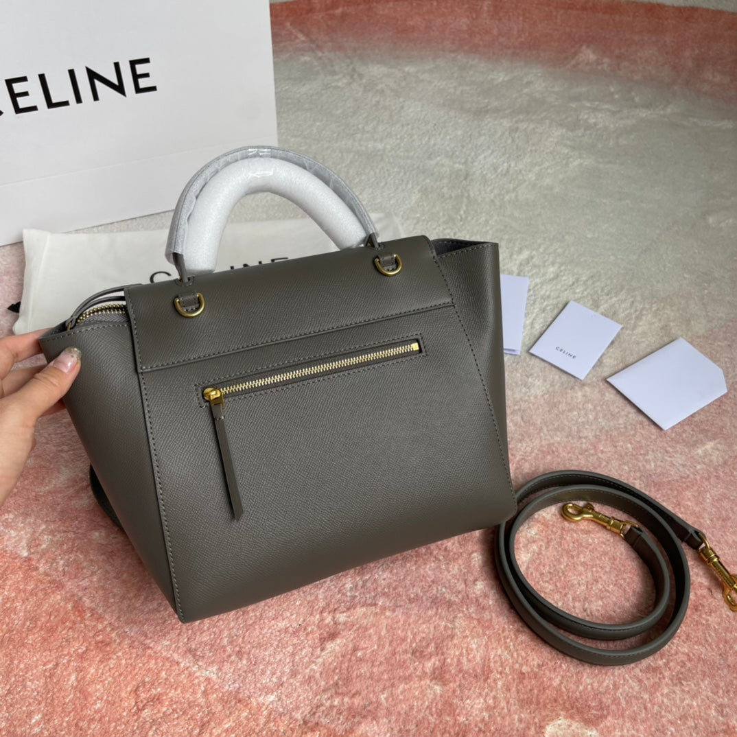 FISH BAG 24 GREY LEATHER Amelia