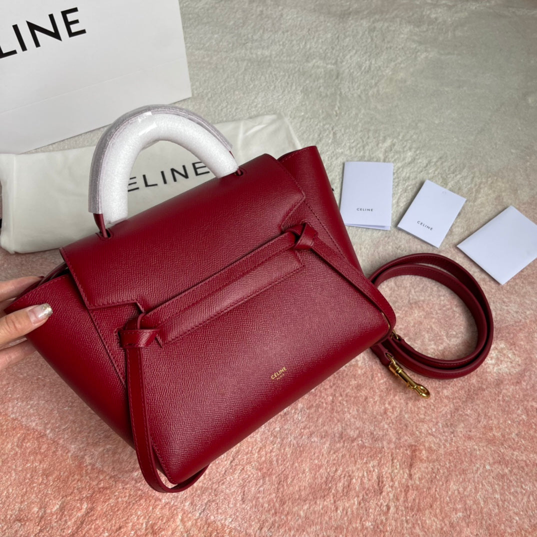 FISH BAG 24 CHERRY RED COWHIDE LEATHER Amelia