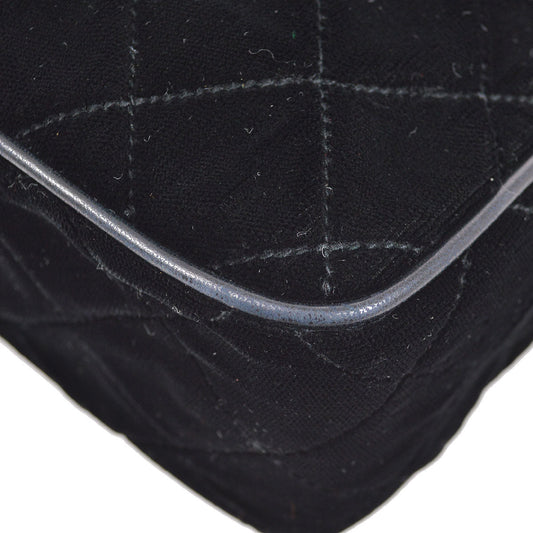 CHANEL 1991-1994 Black Velvet Diamond Camera Bag Small