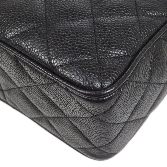 CHANEL 1991-1994 Black Caviar Diamond Camera Bag Mini
