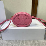 OVAL PURSE BAG 16 IN ROUGE PINK CALFSKIN Amelia Amelia