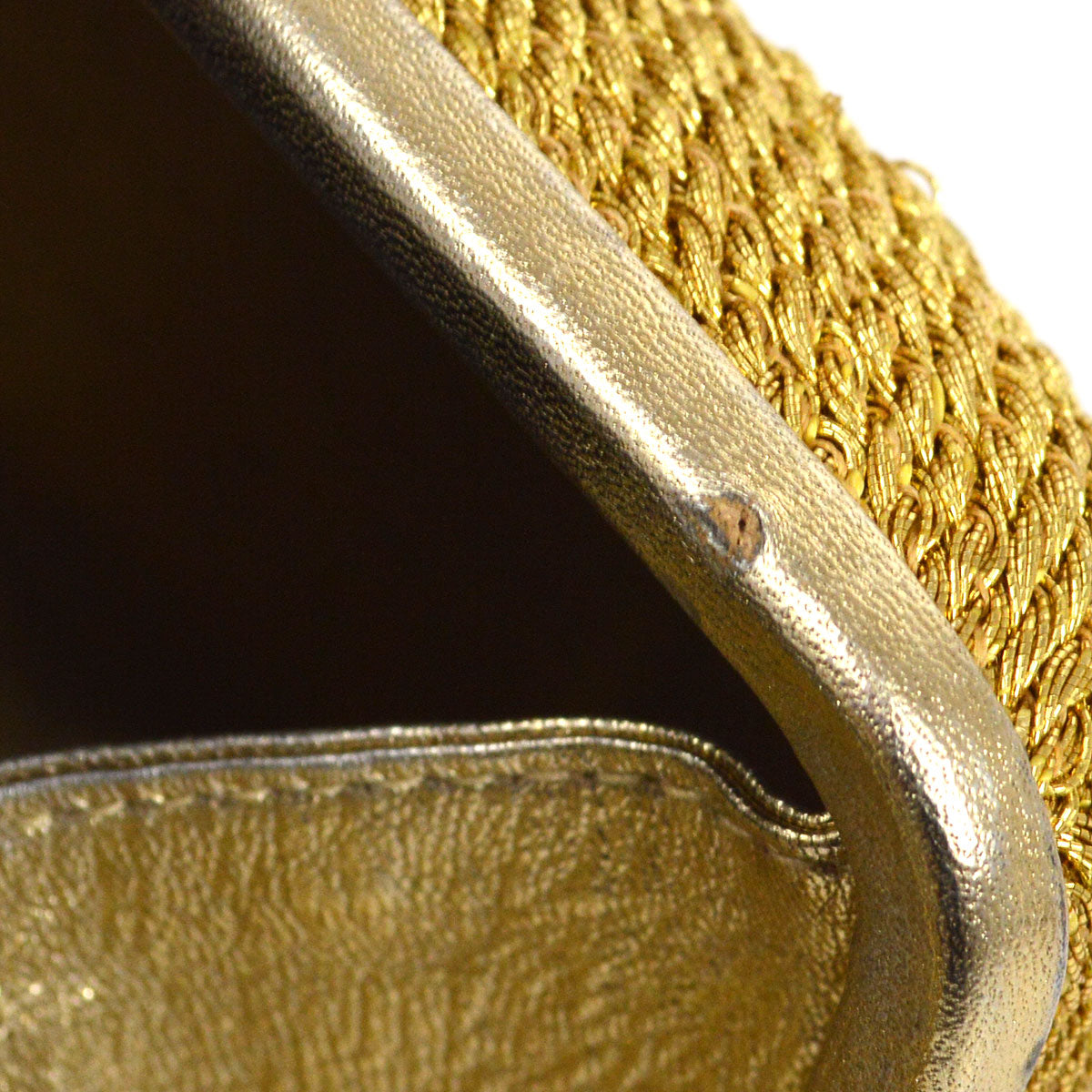 CHANEL 1998 Woven Evening Bag Gold 63979