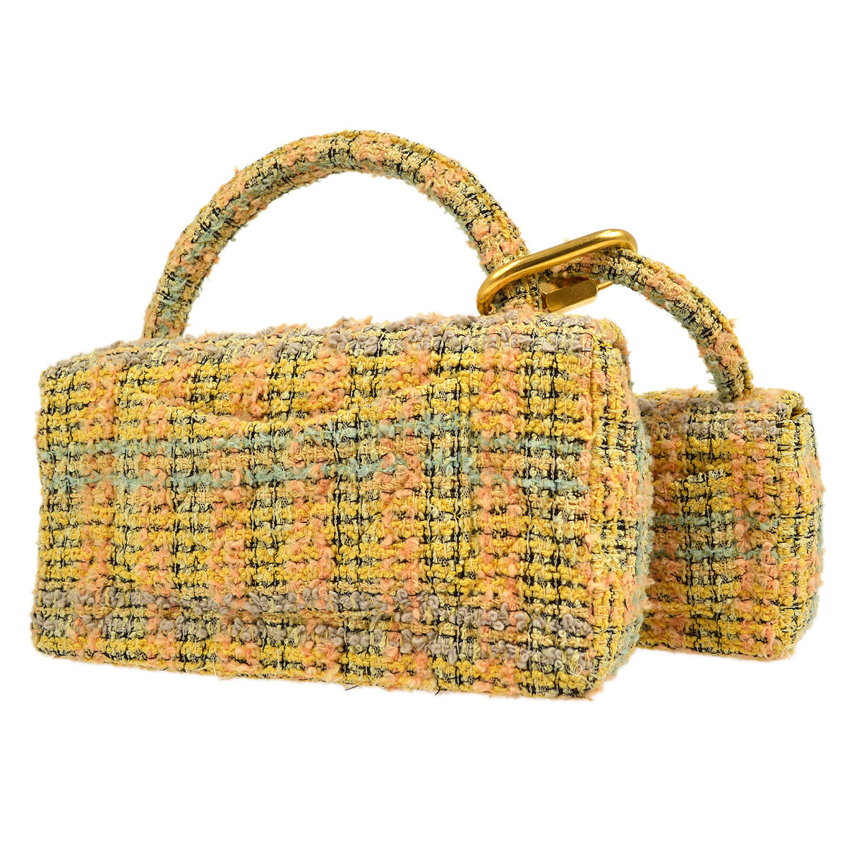 CHANEL 1994 Yellow Tweed Handbag Set AK31944b