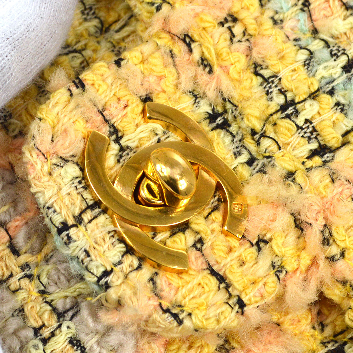 CHANEL 1994 Yellow Tweed Handbag Set AK31944b