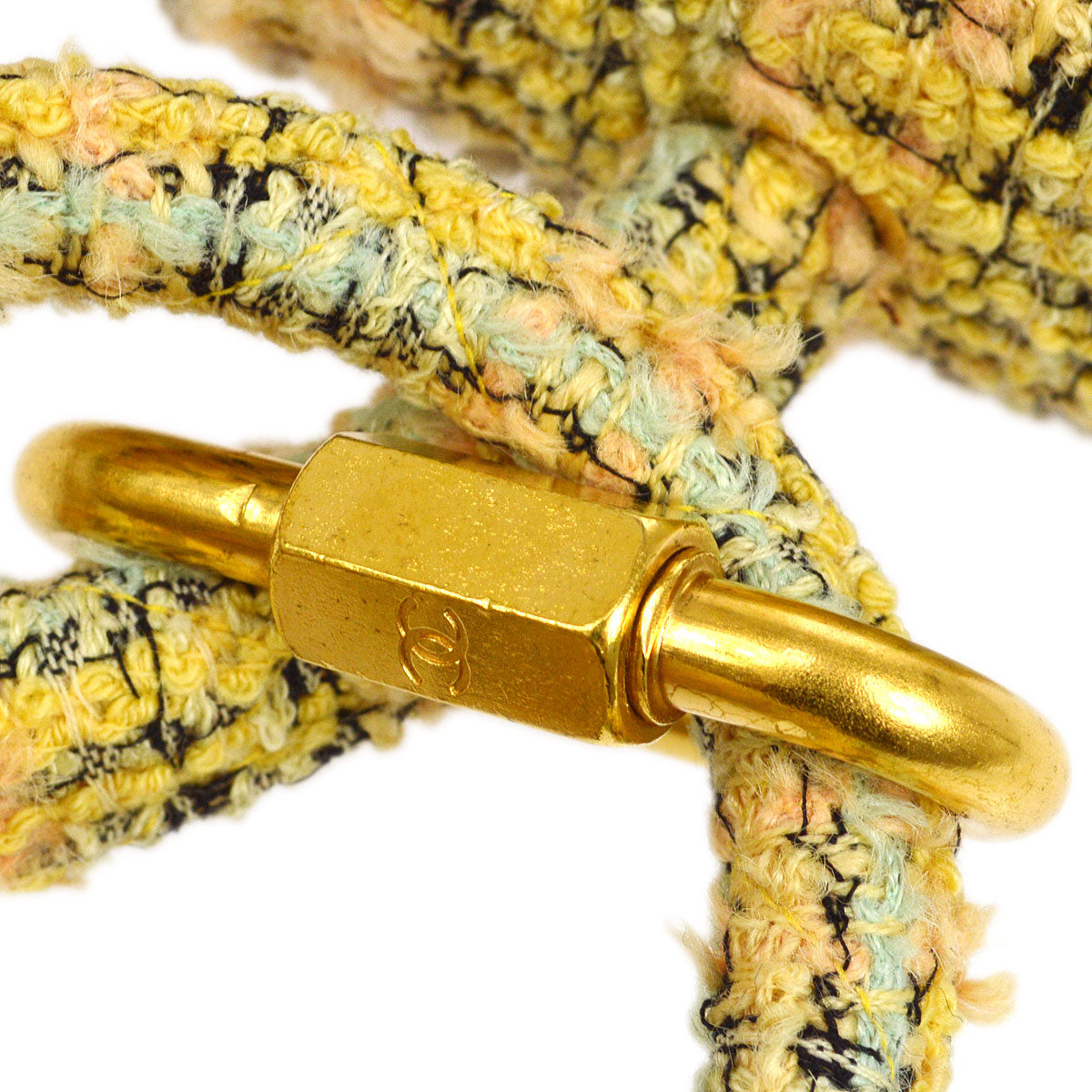 CHANEL 1994 Yellow Tweed Handbag Set AK31944b