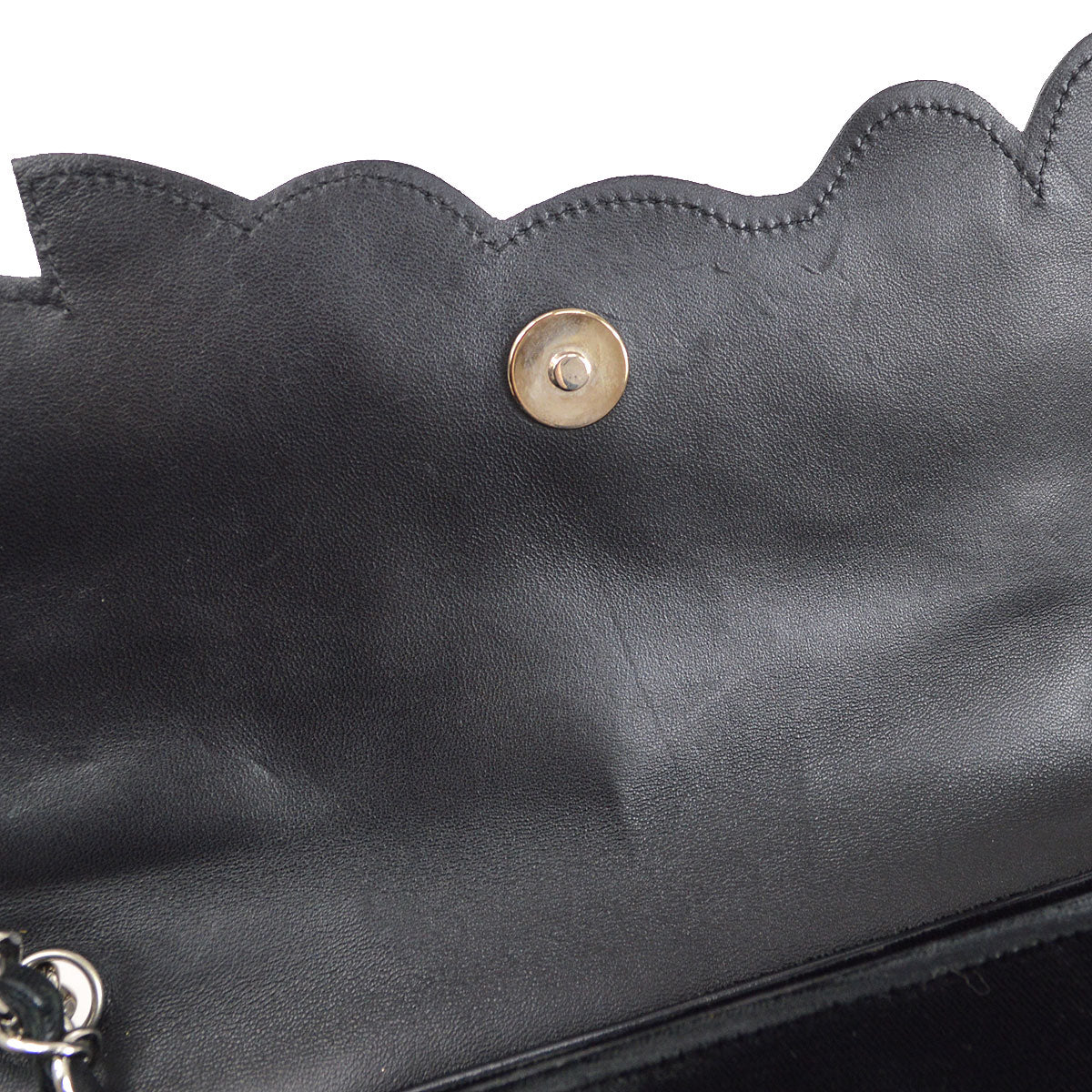 CHANEL 2005 Camelia Single Chain Shoulder Bag Black Velvet BT16815h