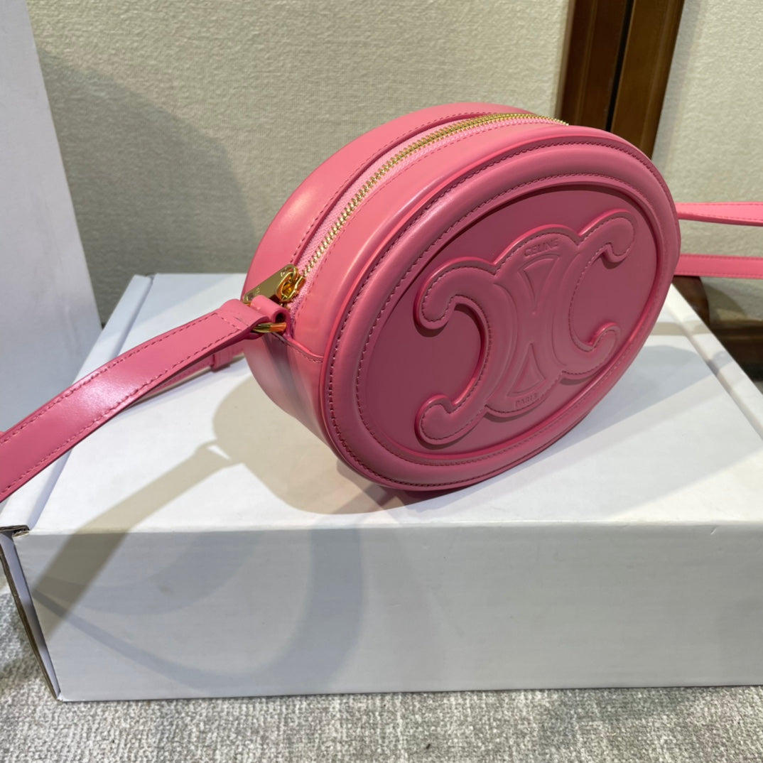 OVAL PURSE BAG 20 IN ROUGE PINK CALFSKIN Amelia