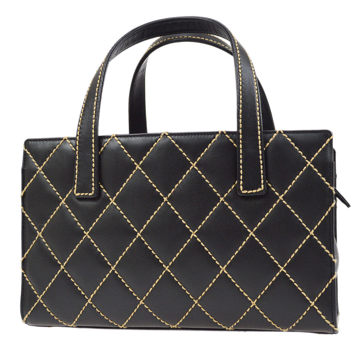 CHANEL 2004 Black Calfskin Wild Stitch Handbag 64009