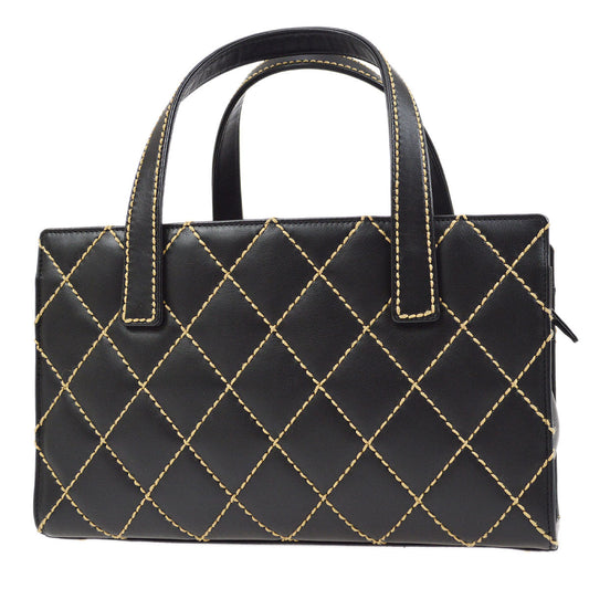 CHANEL 2004 Black Calfskin Wild Stitch Handbag 64009